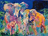 Leroy Neiman Elephant Family painting